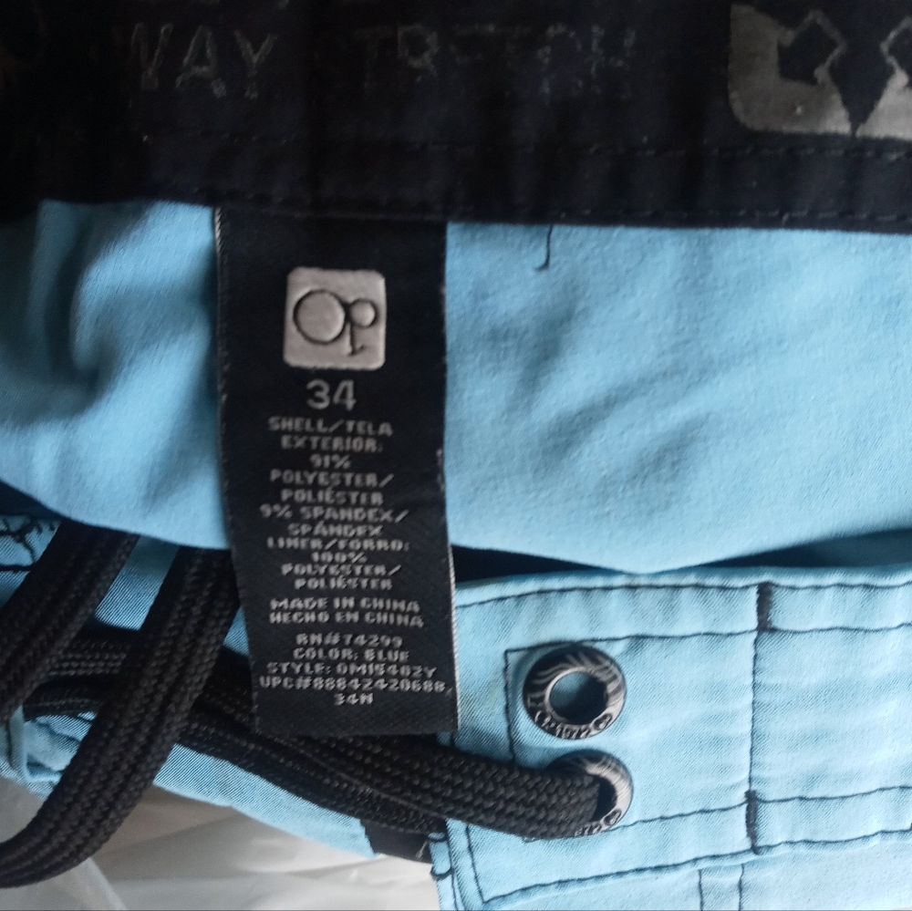 OP baby blue swim trunks.  Size Men's large